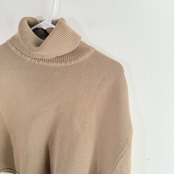 Zara Brown Knit Turtleneck Boxy Cropped Sweater Size Large - Picture 9 of 12